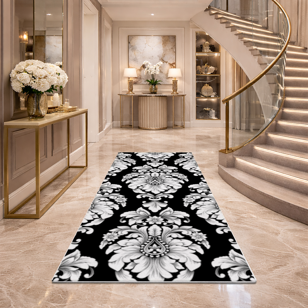 Elegant Black and White Damask Seamless Pattern 