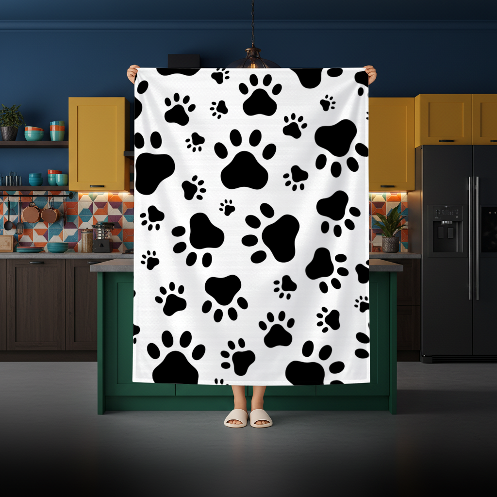 Black and White Paw Pattern Design 