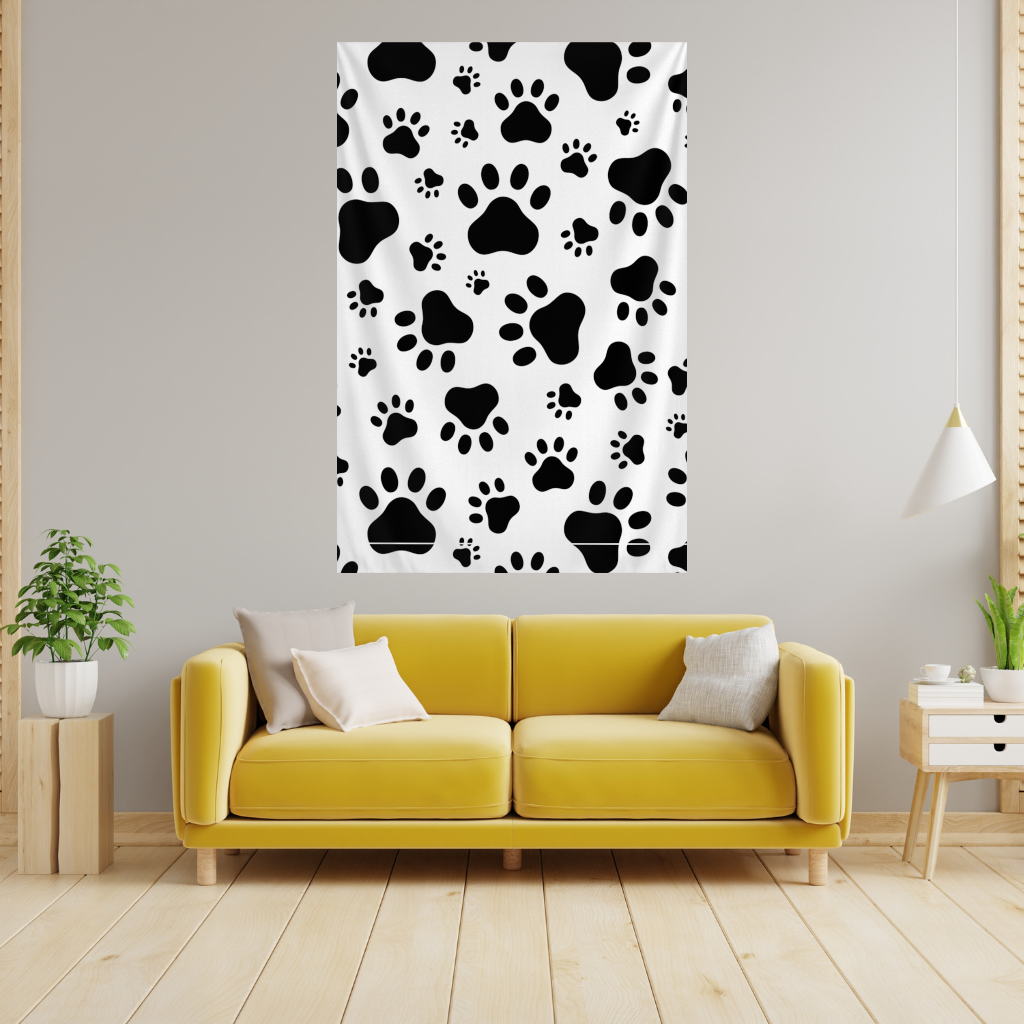 Black and White Paw Pattern Design 