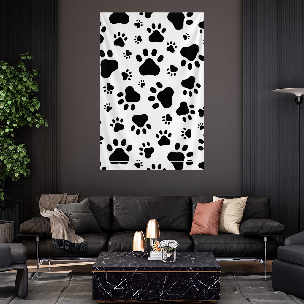 Black and White Paw Pattern Design 