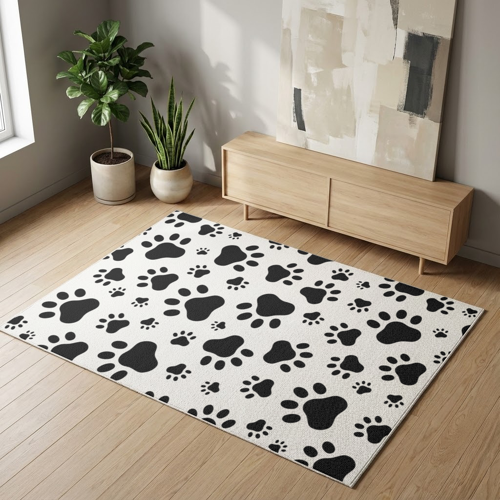 Black and White Paw Pattern Design 
