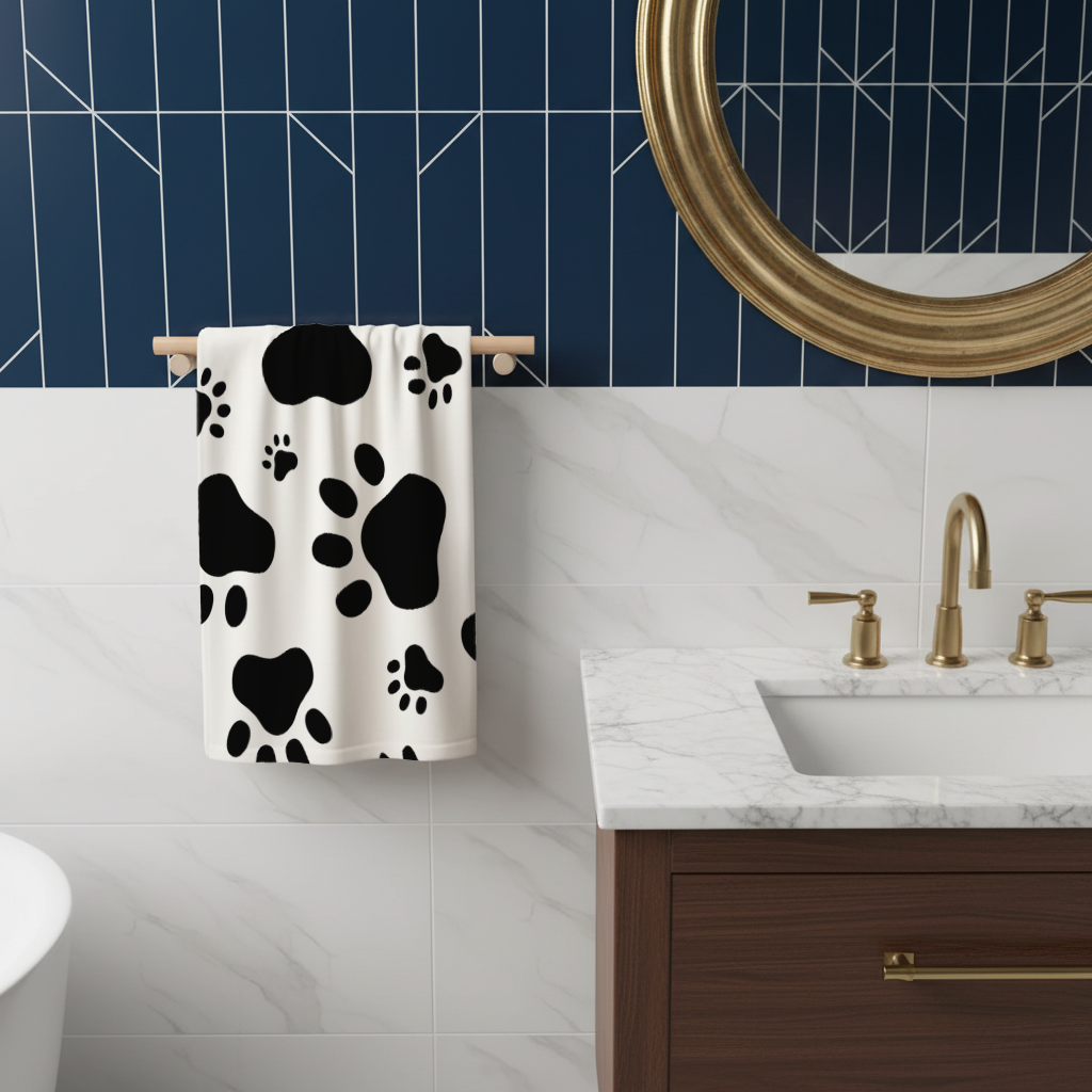 Black and White Paw Pattern Design 