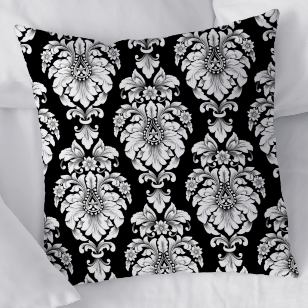 Elegant Black and White Damask Seamless Pattern 