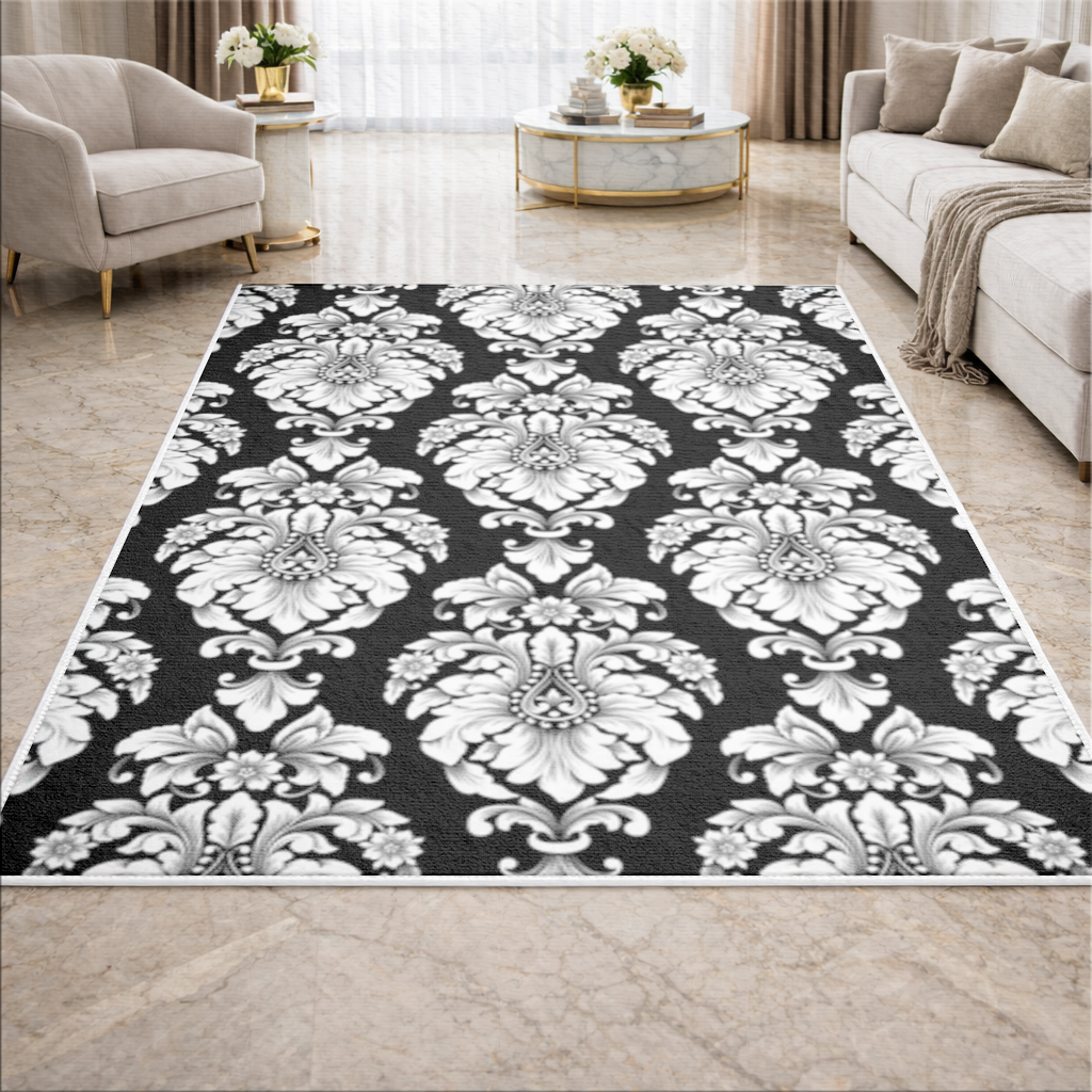 Elegant Black and White Damask Seamless Pattern 