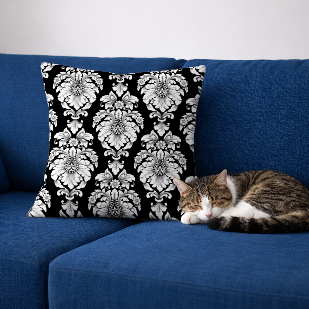 Elegant Black and White Damask Seamless Pattern 