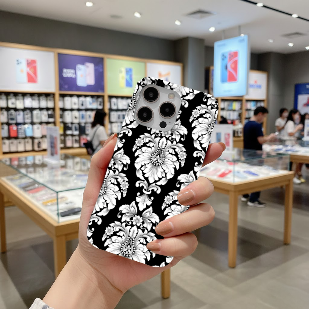 Elegant Black and White Damask Seamless Pattern 