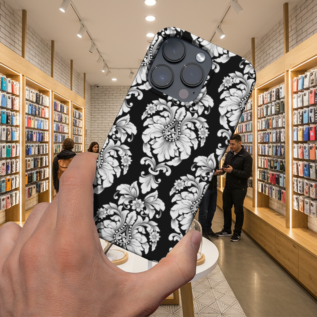 Elegant Black and White Damask Seamless Pattern 