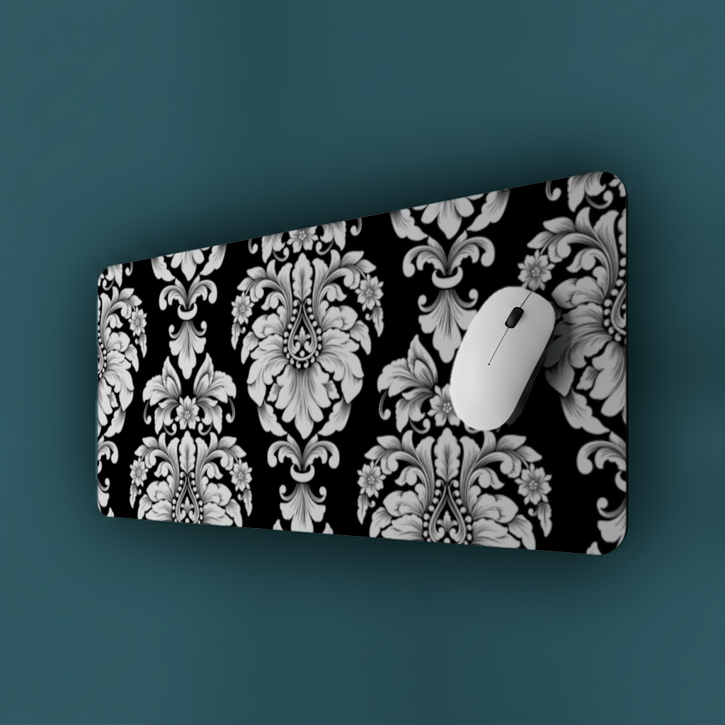 Elegant Black and White Damask Seamless Pattern 