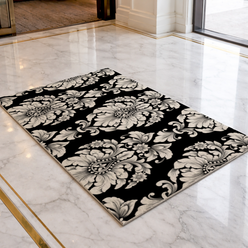 Elegant Black and White Damask Seamless Pattern 