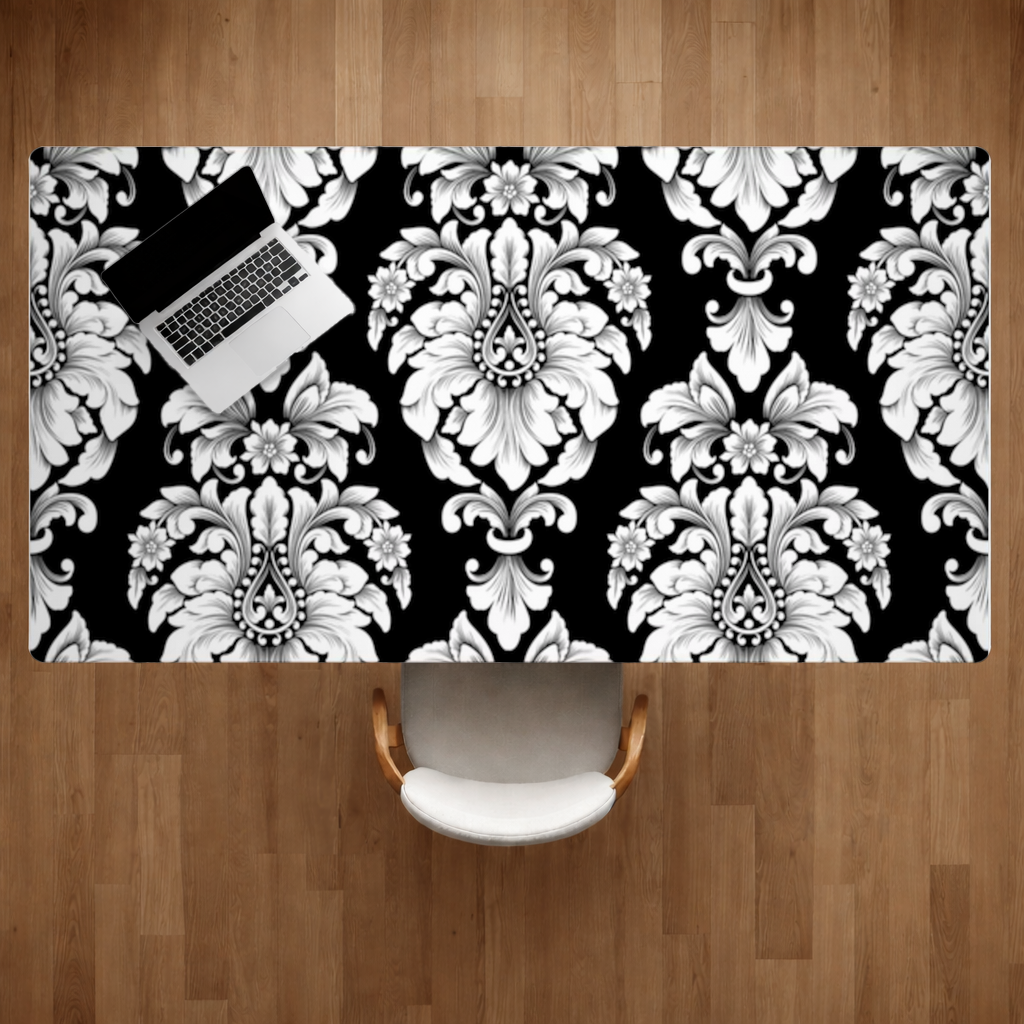 Elegant Black and White Damask Seamless Pattern 