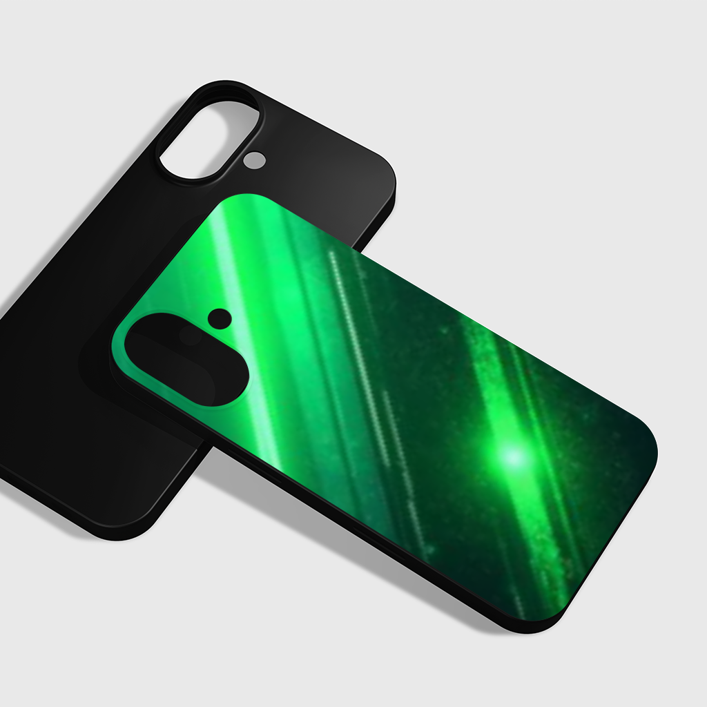 Green bright strips on black background. iPhone 16 Plus Case