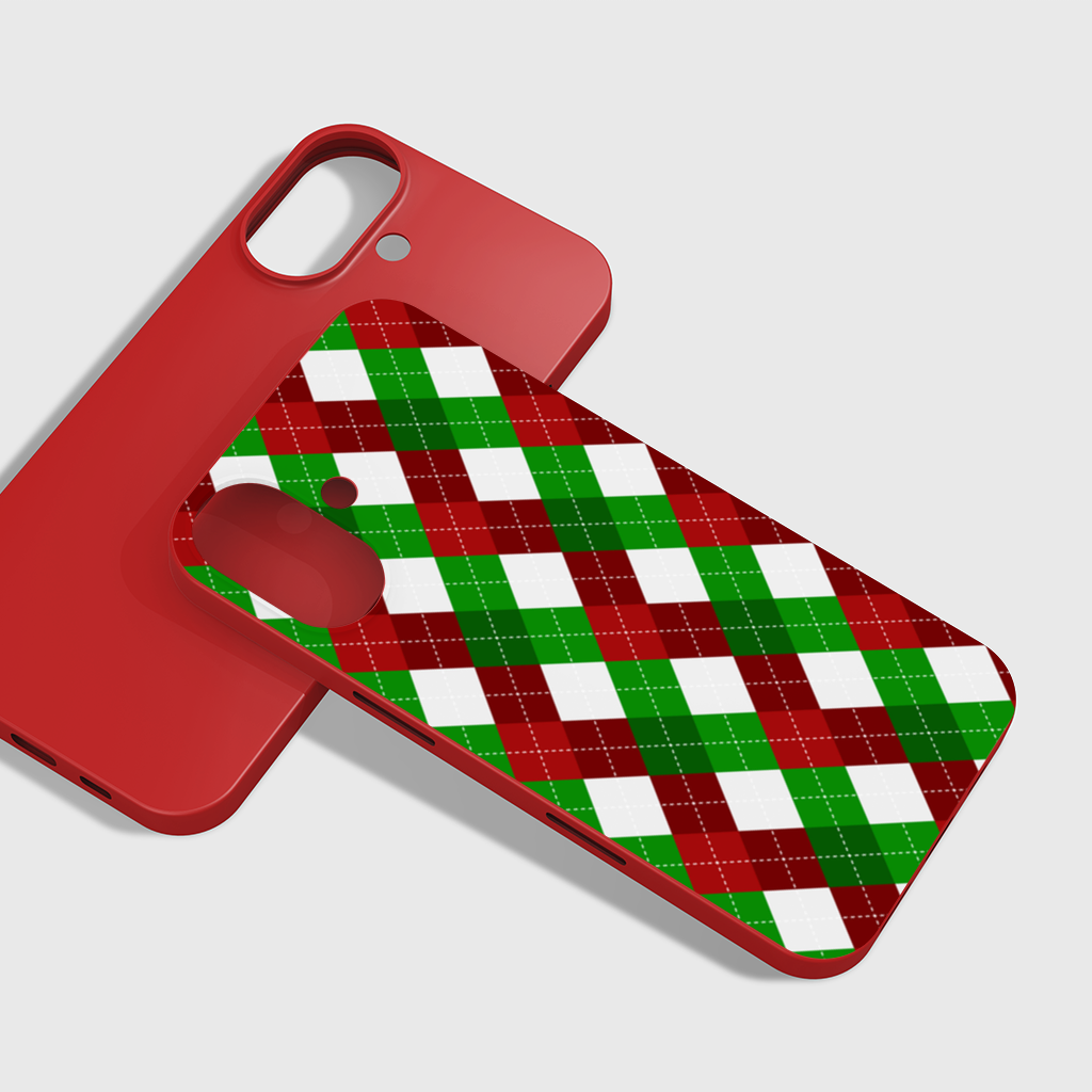 Red Green Argyle Plaid Background Pattern iPhone 16 Plus Case