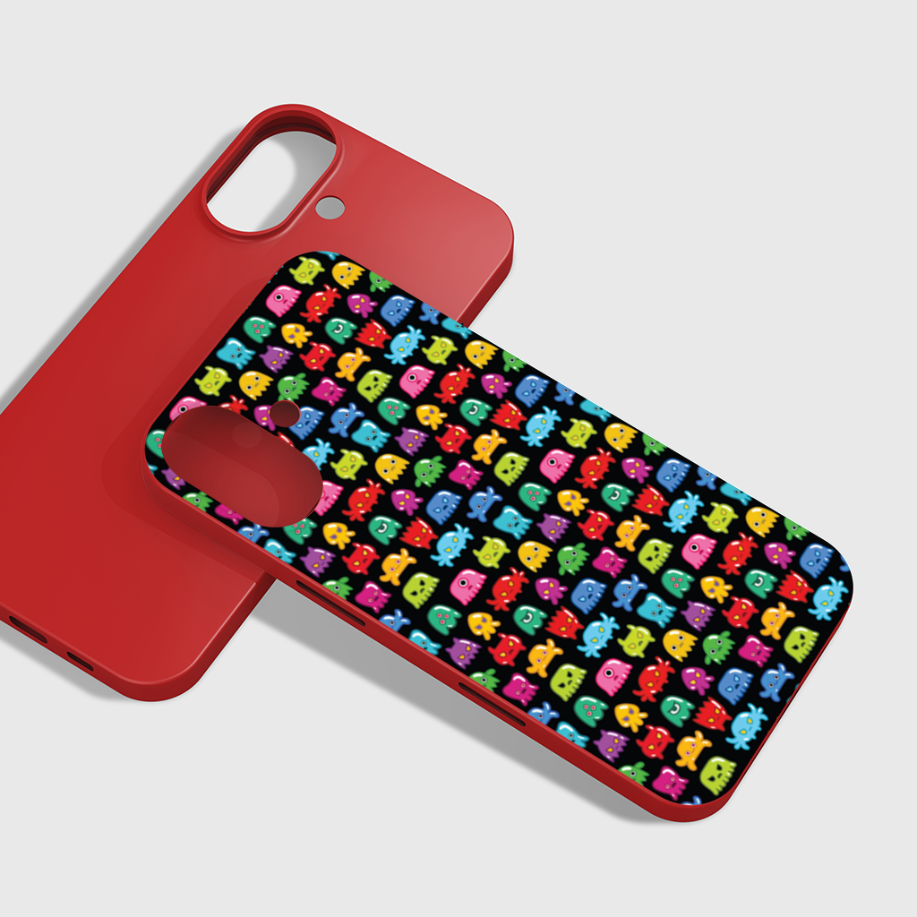 Cute Colorful Monsters Seamless Pattern iPhone 16 Plus Case