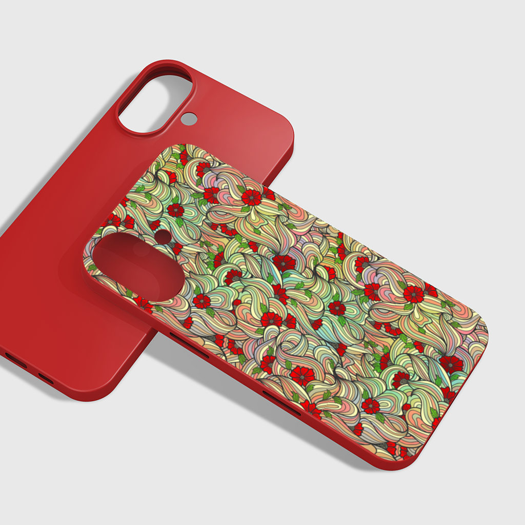 Floral Retro Wavy Pattern iPhone 16 Plus Case