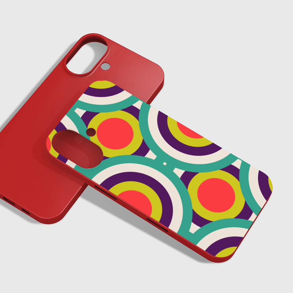 Colorful Geometric Circle Pattern iPhone 16 Plus Case