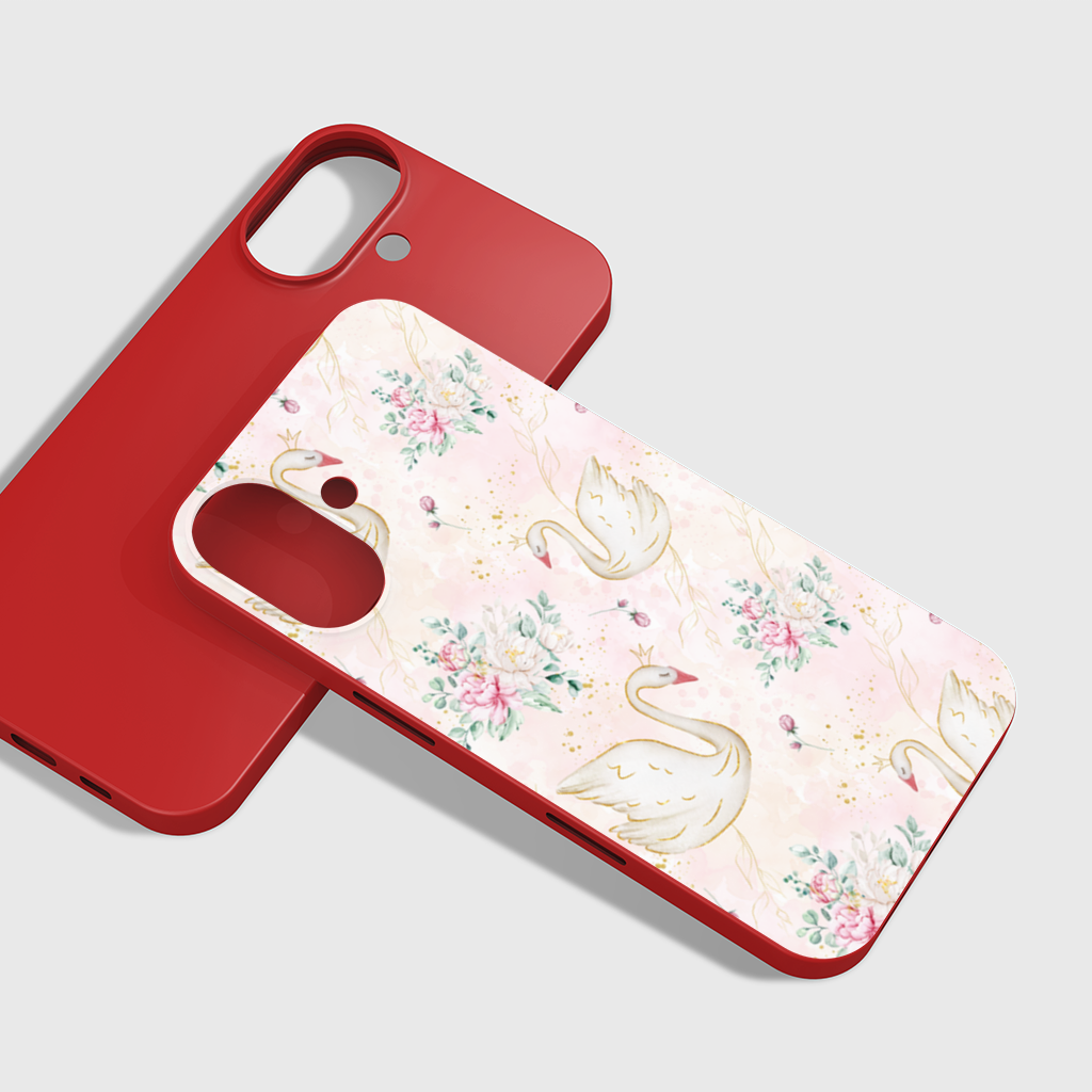 Pastel Watercolor Swan Floral Pattern iPhone 16 Plus Case