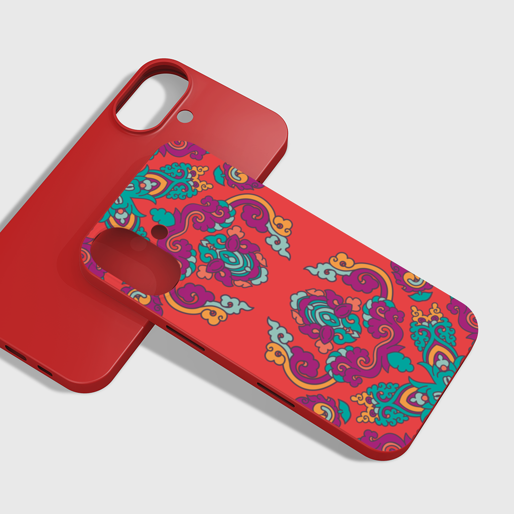 Vibrant Red Oriental Mandala Pattern iPhone 16 Plus Case