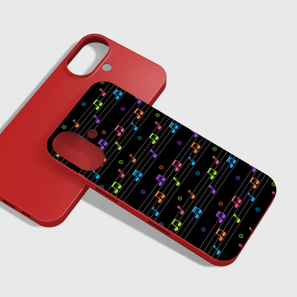 Vibrant Neon Music Notes and Rhythm Seamless Pattern iPhone 16 Plus Case