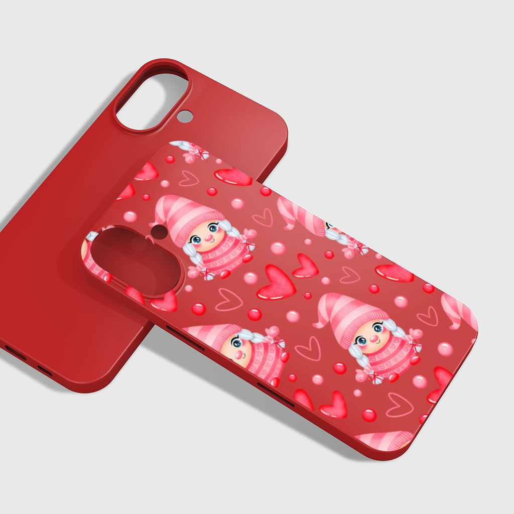 Cute Pink Baby Girl Valentines Day Heart Pattern Design iPhone 16 Plus Case
