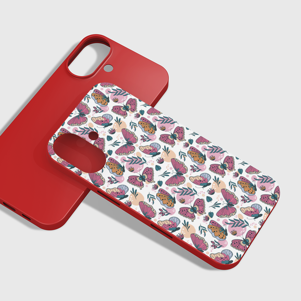 Pastel Butterflies and Botanical Leaves Seamless Pattern iPhone 16 Plus Case