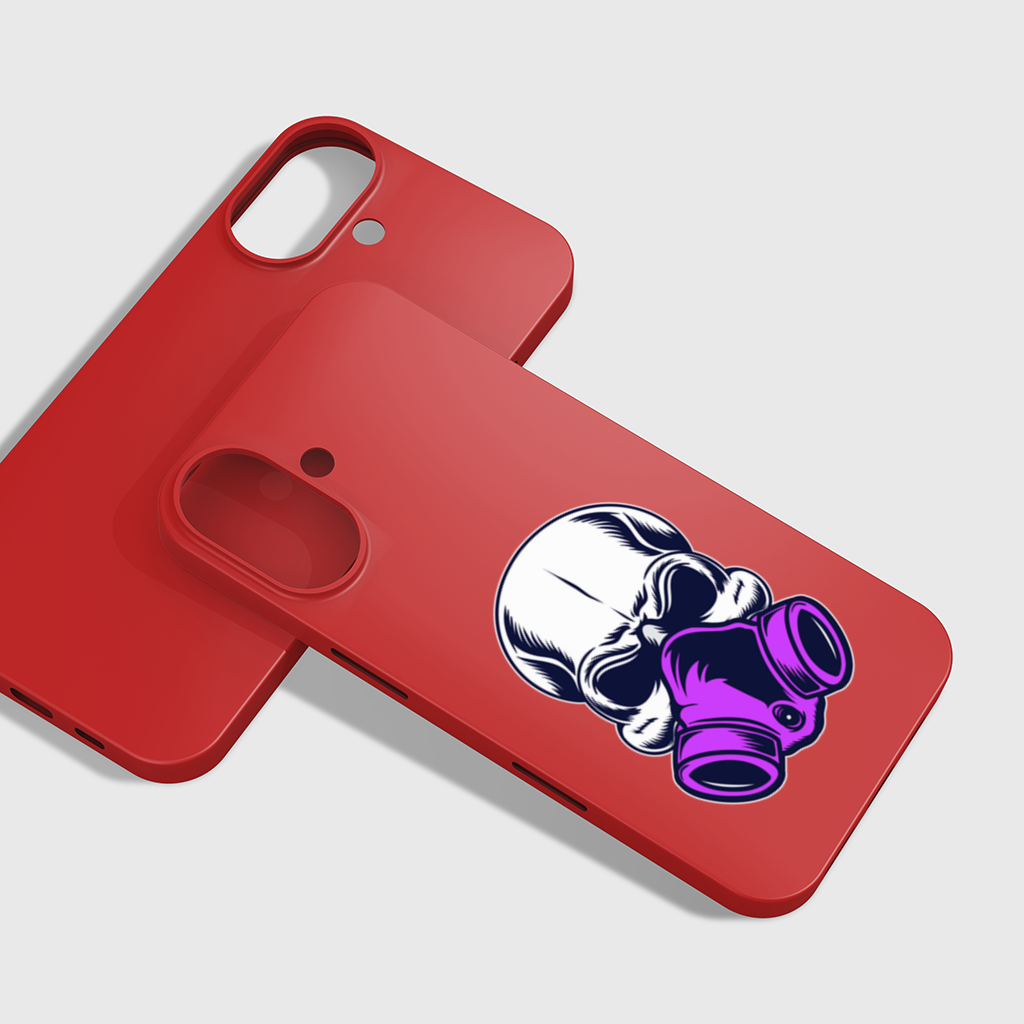 Skull with Gas Mask Illustration Modern and Edgy Design iPhone 16 Plus Case