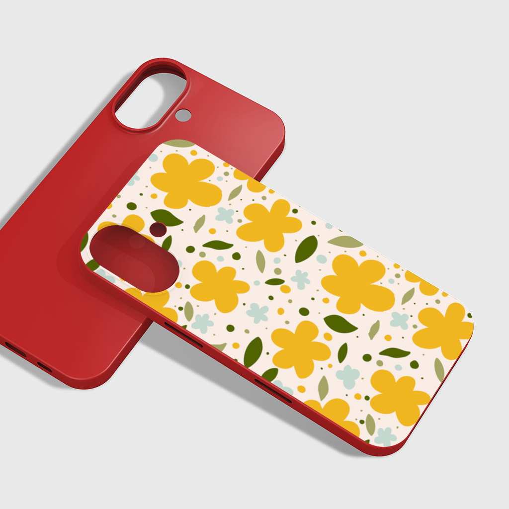 Yellow Floral and Leaf Boho Seamless Pattern iPhone 16 Plus Case