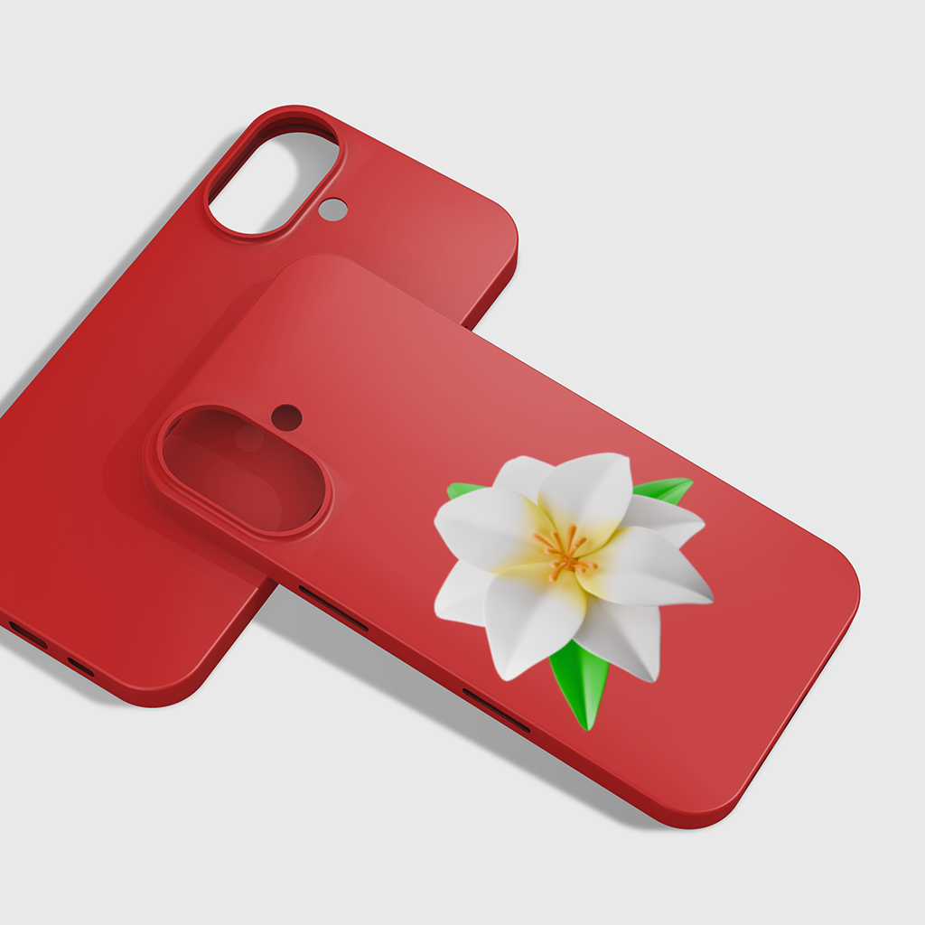 3D White Lily Flower Illustration iPhone 16 Plus Case