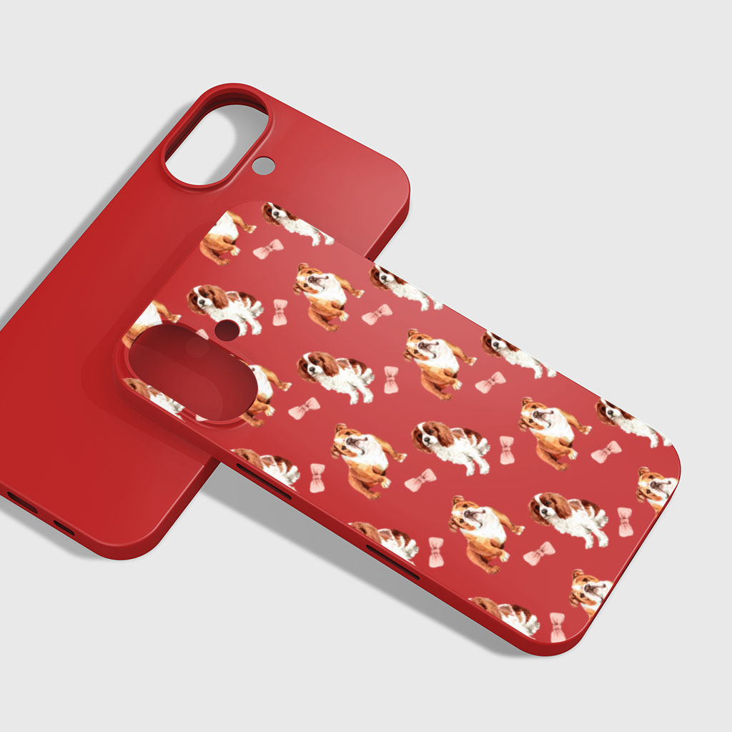 Watercolor English Bulldog and Cavalier Puppy Pattern iPhone 16 Plus Case