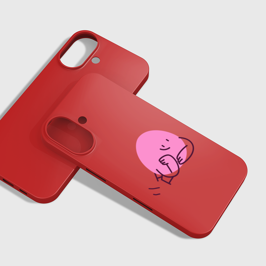 Cute Pink Lying Character Illustration iPhone 16 Plus Case