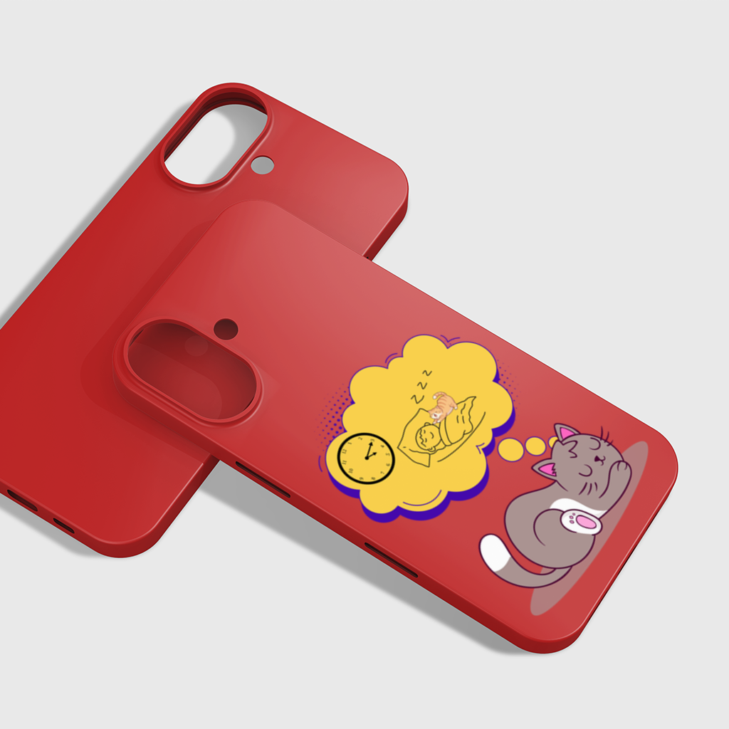 Cat Planning a 4 AM Zoomies Illustration iPhone 16 Plus Case