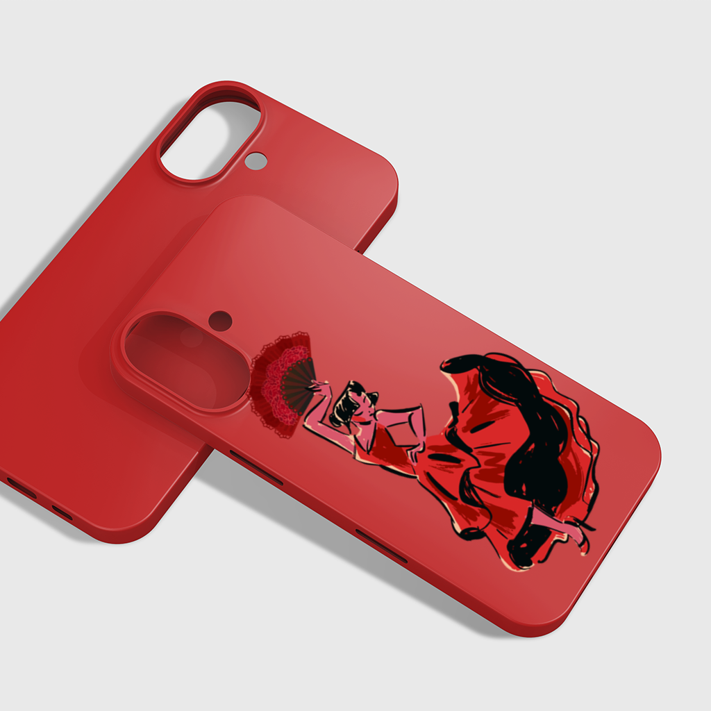 Flamenco Dancer with Fan Illustration iPhone 16 Plus Case