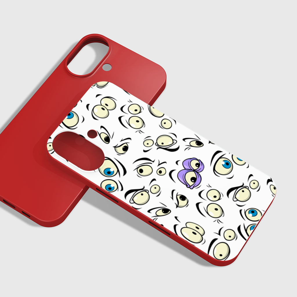Funny Cartoon Eyes Pattern iPhone 16 Plus Case