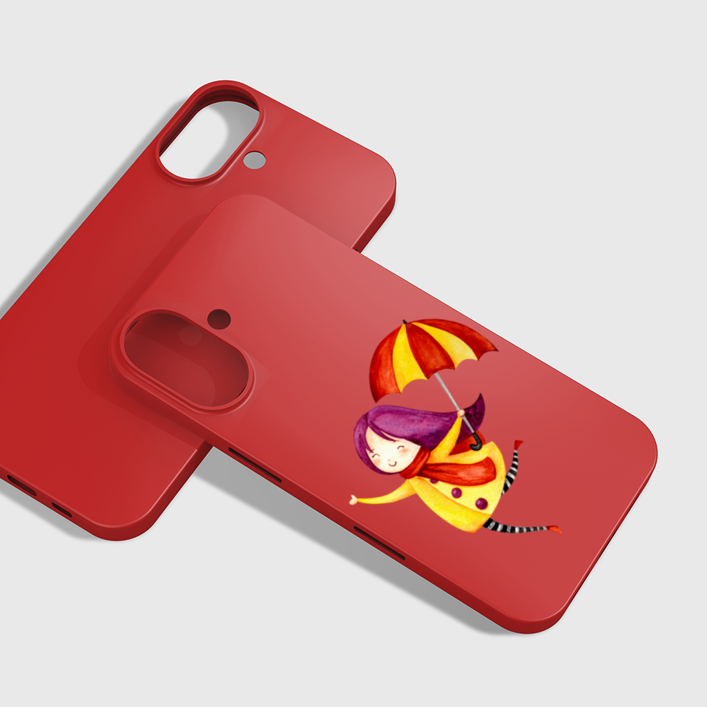 Cheerful Girl with Umbrella iPhone 16 Plus Case