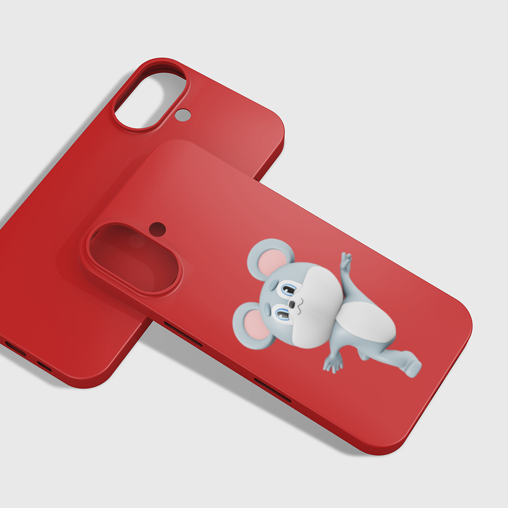 Dancing Cute Grey Mouse Character iPhone 16 Plus Case
