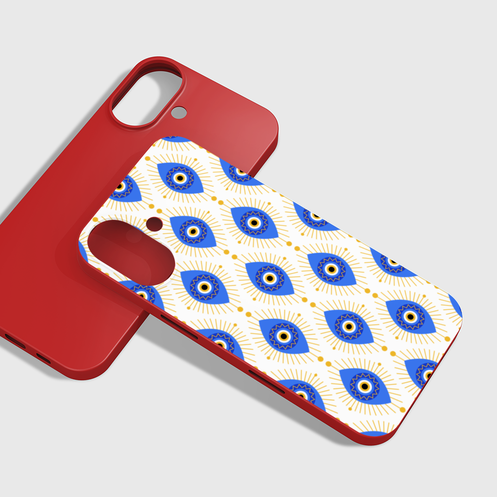 Modern Evil Eye Pattern with Sunburst Rays iPhone 16 Plus Case