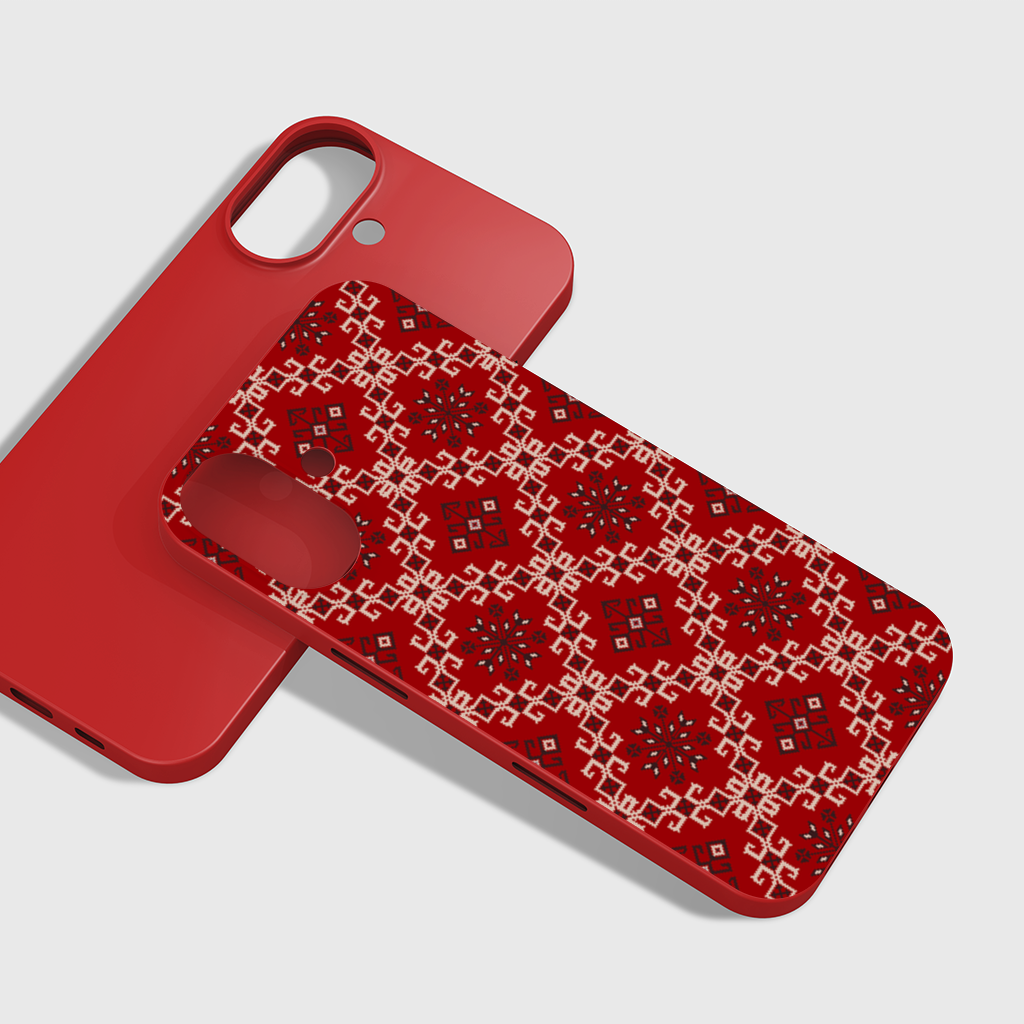 Red Ethnic Embroidery Pattern iPhone 16 Plus Case