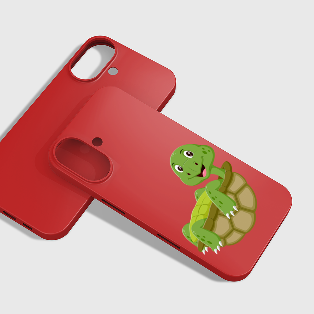 Happy Smiling Green Turtle in Shell iPhone 16 Plus Case