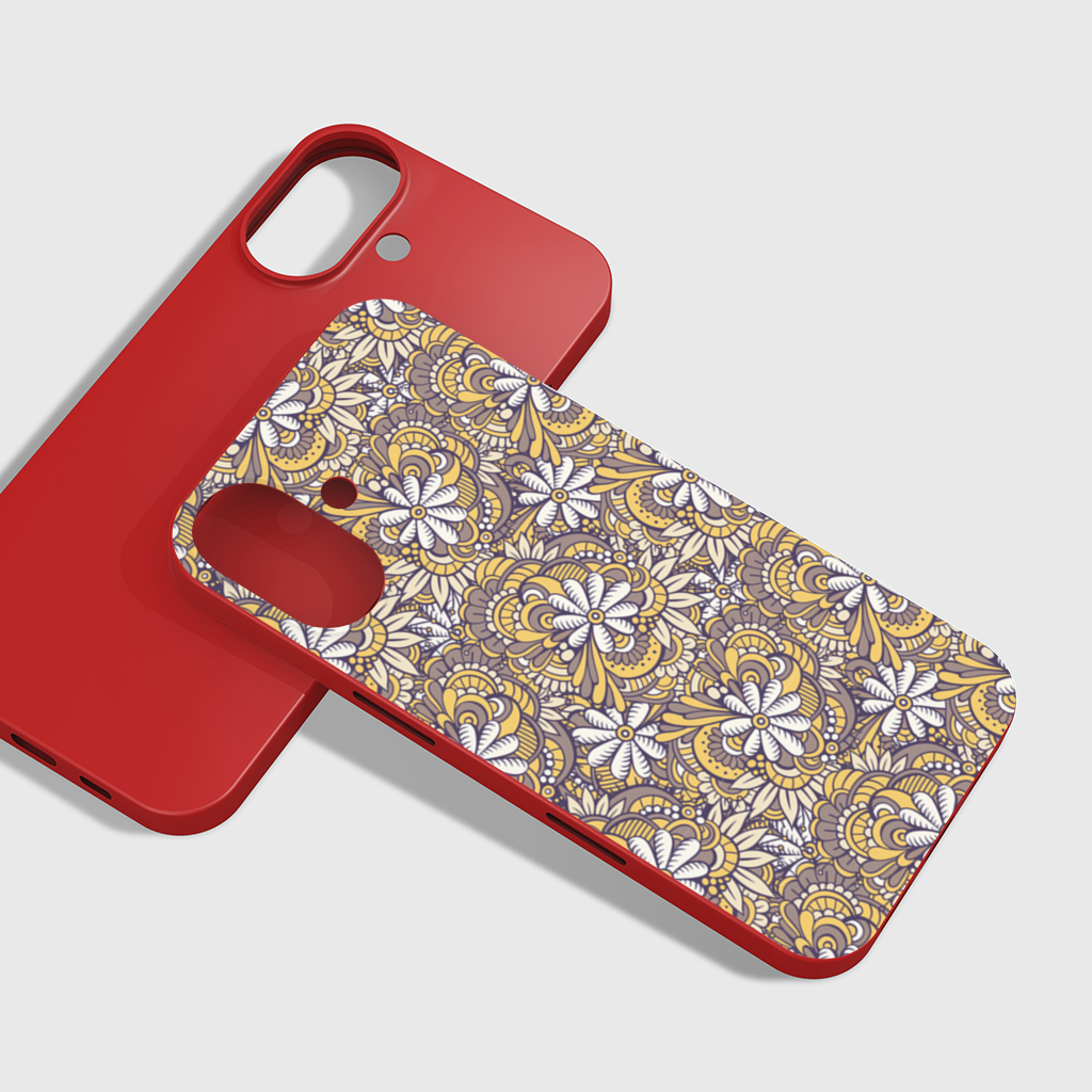 Retro Floral Doodle and Mandala Pattern iPhone 16 Plus Case