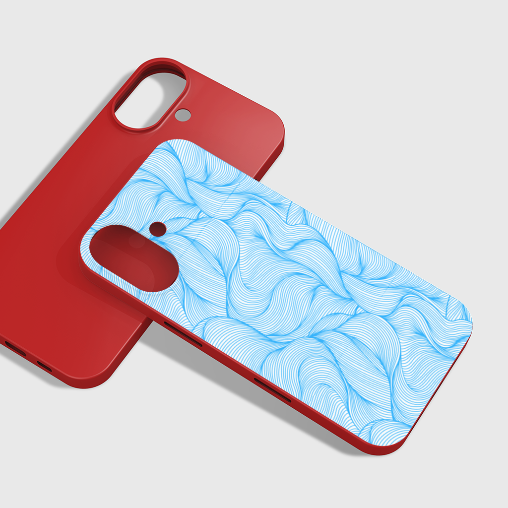 Blue Wavy Linear Abstract Pattern iPhone 16 Plus Case
