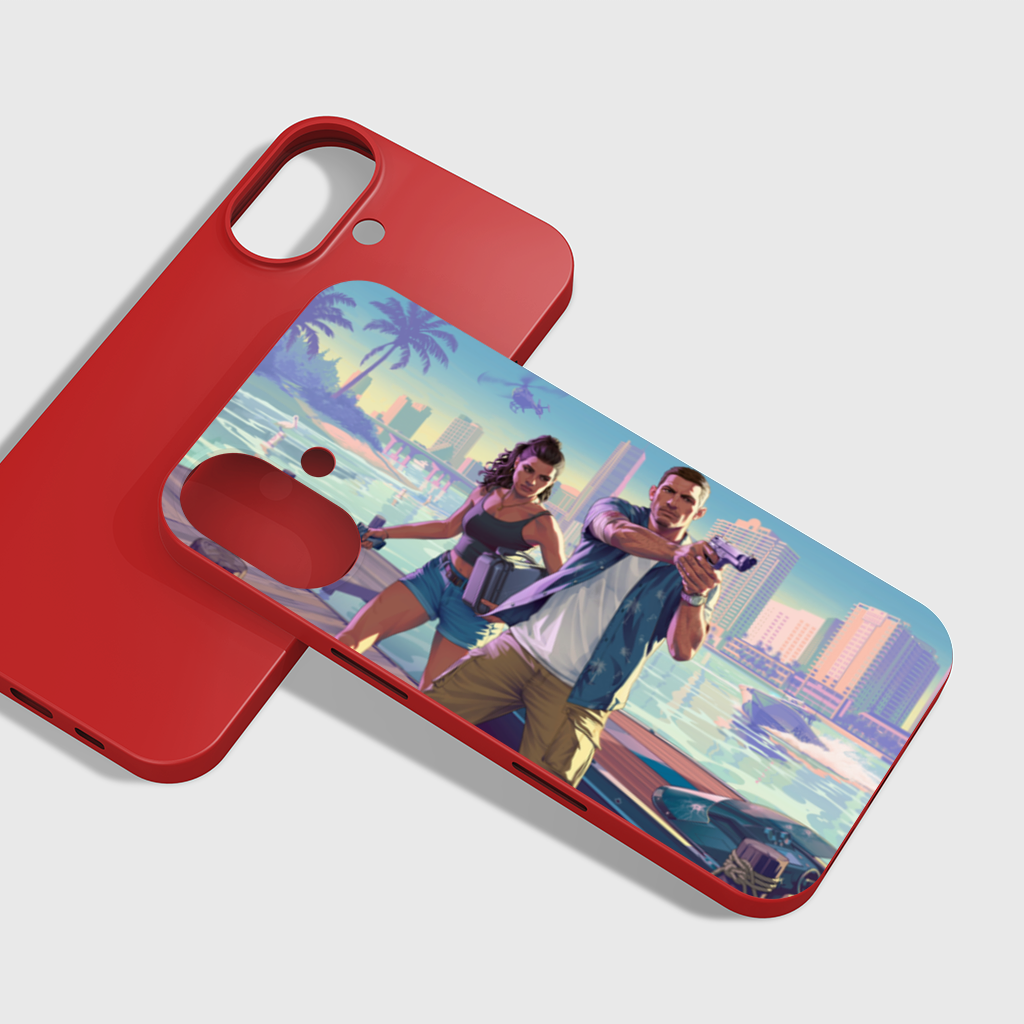 Vice City Showdown  Tropical Heist Duo iPhone 16 Plus Case