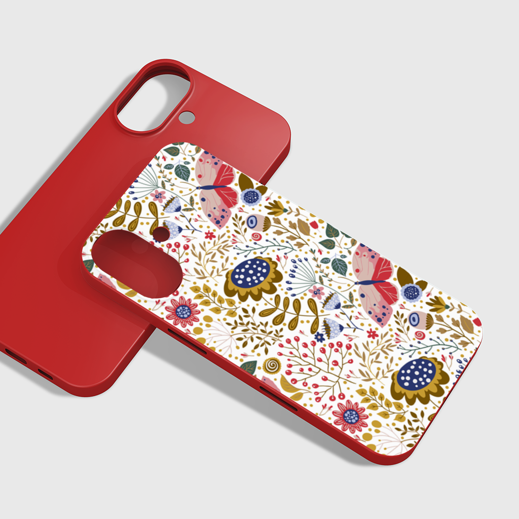 Folk Art Floral and Butterfly Pattern iPhone 16 Plus Case