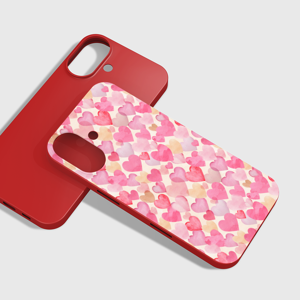 Watercolor Pink Hearts iPhone 16 Plus Case