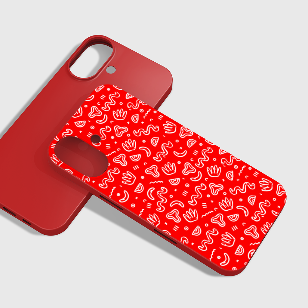 Red Abstract Doodle iPhone 16 Plus Case