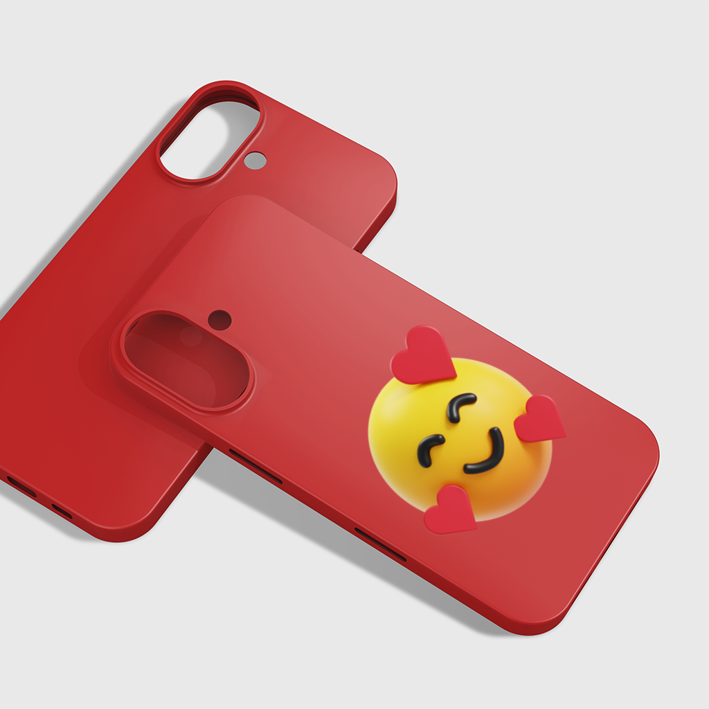 3D Hearts Smiling Emoji iPhone 16 Plus Case