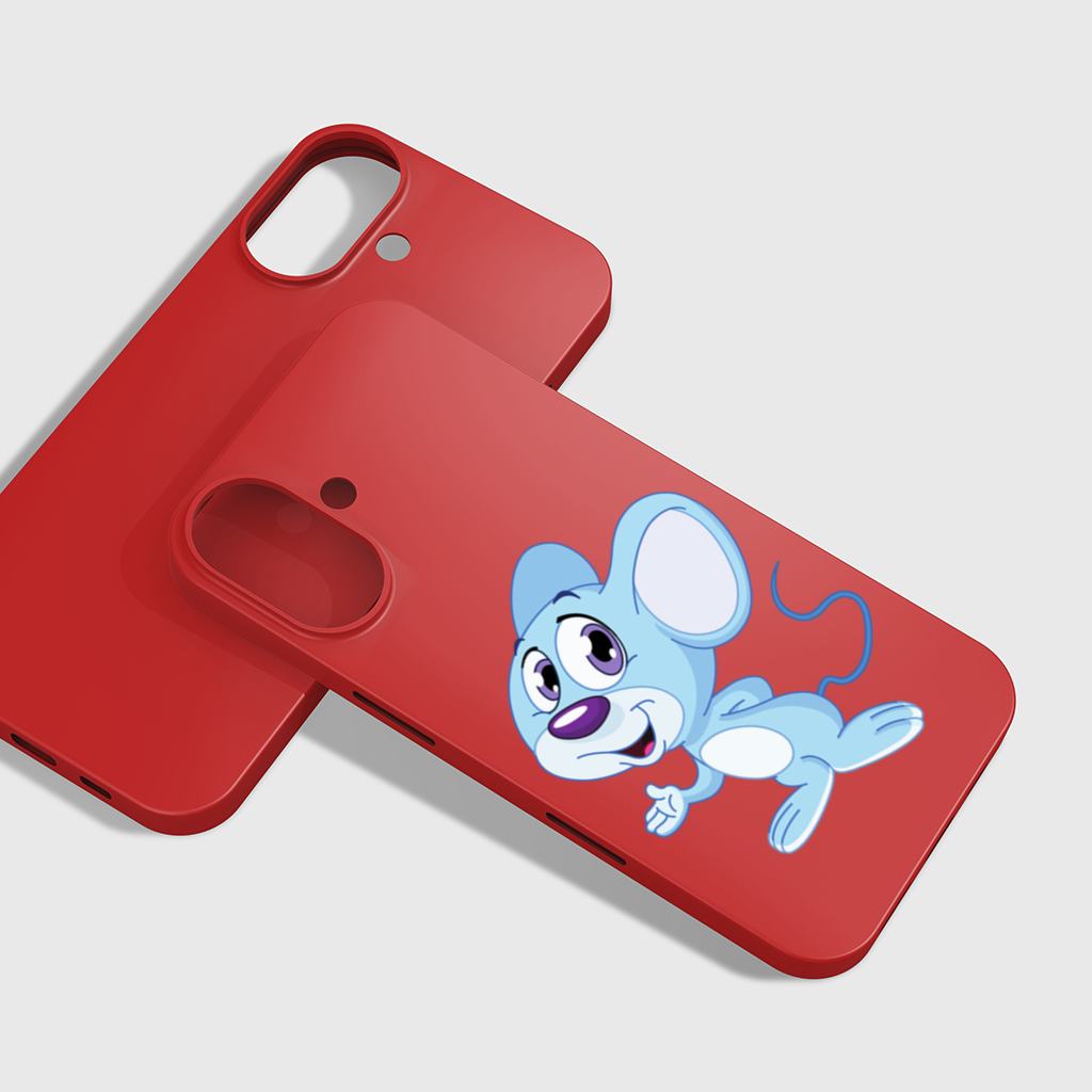 Cute Blue Mouse iPhone 16 Plus Case