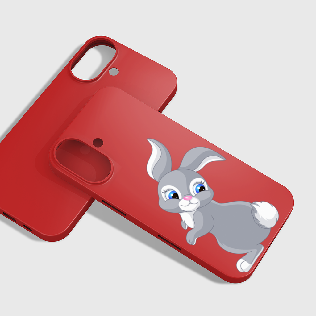 Cute Grey Bunny iPhone 16 Plus Case
