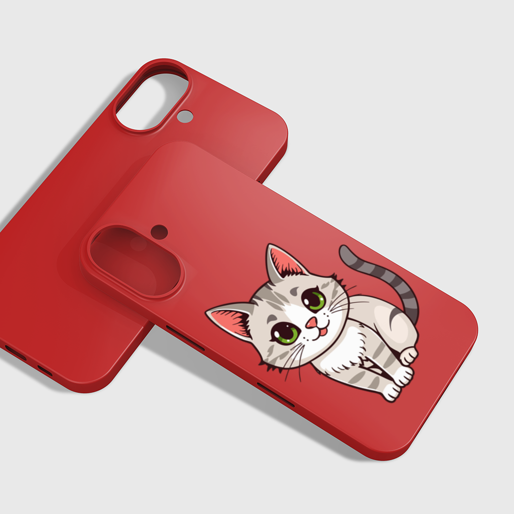 Green Eyed Grey Cat iPhone 16 Plus Case
