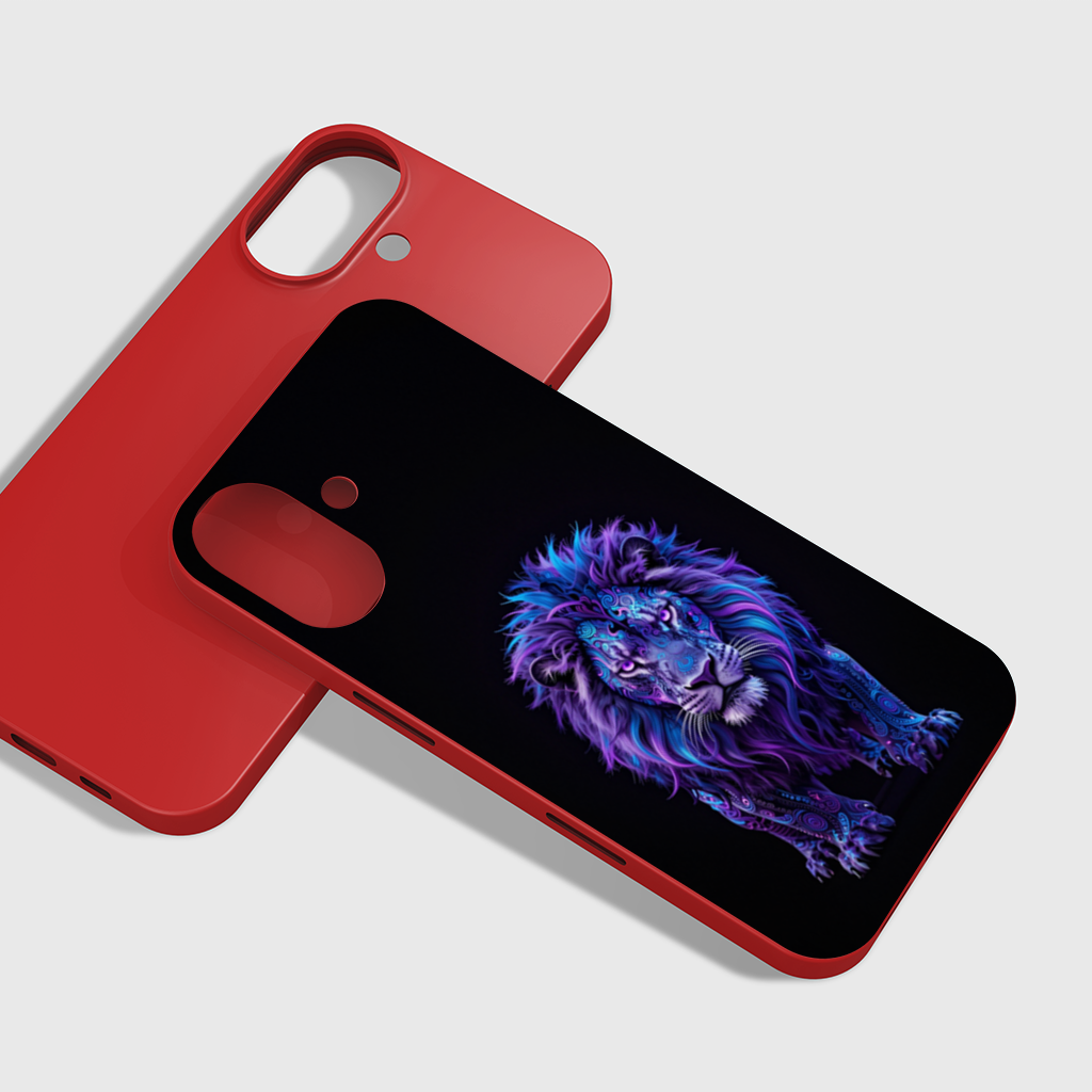 Neon Purple Lion iPhone 16 Plus Case