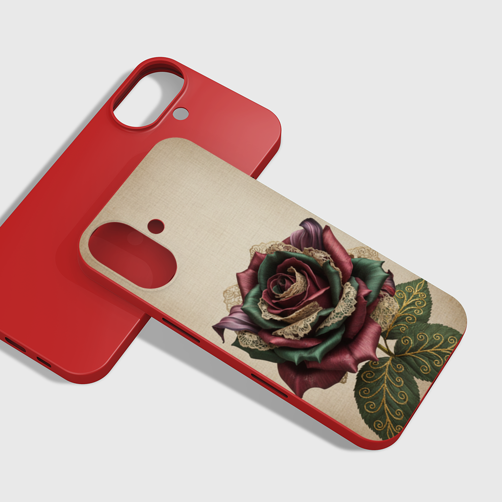 Garnet Emerald Lace Rose iPhone 16 Plus Case