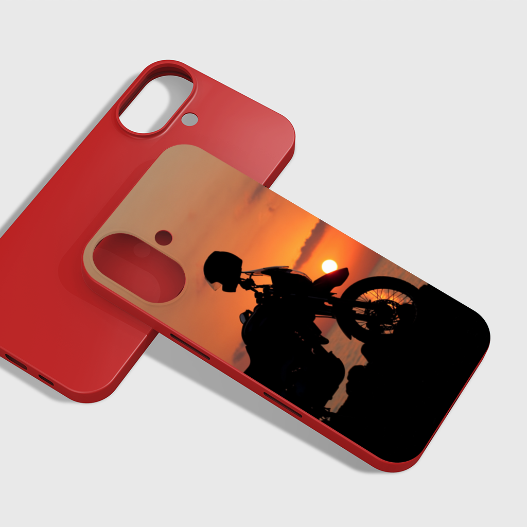 Adventure Motorcycle Sunset Silhouette iPhone 16 Plus Case